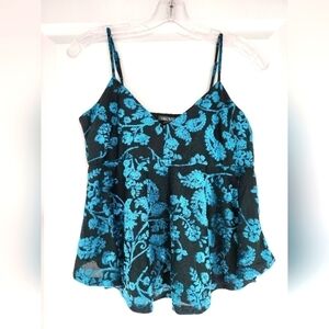 Wild Fable teal floral cropped tank top size Small (juniors)